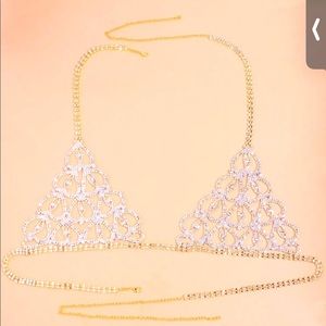 GOLD BLING RHINESTONE LINGERIE SET